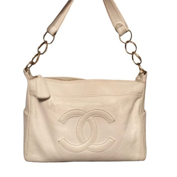 Chanel white caviar logo hobo bag sell or trade - Picture 1 of 12